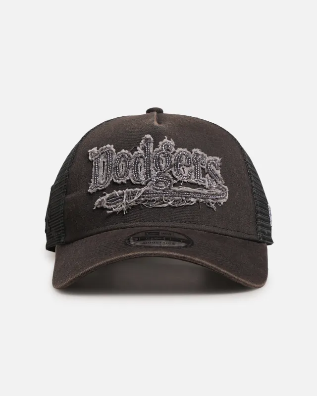 New Era Los Angeles Dodgers 'Washed Fray' 9FORTY A-Frame Trucker Snapback Washed Grey made by New Era
