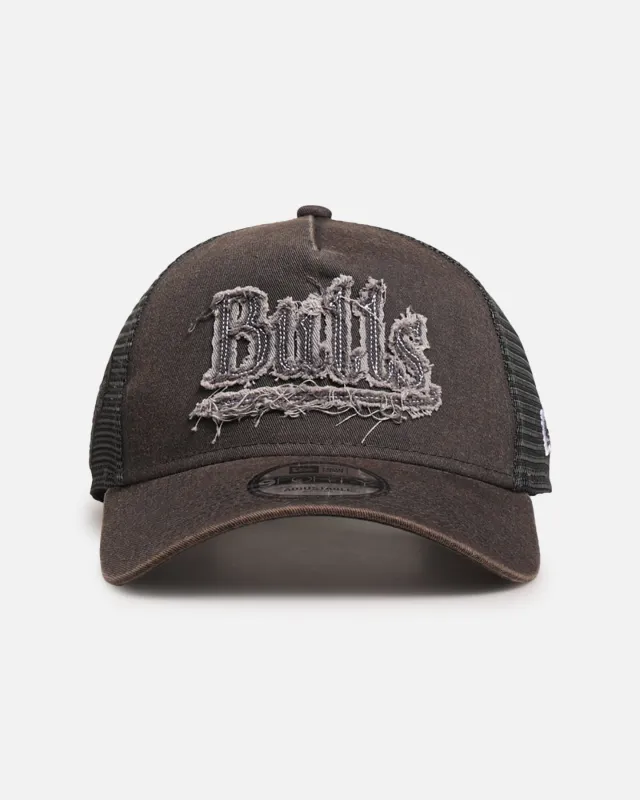 New Era Chicago Bulls 'Washed Fray' 9FORTY A-Frame Trucker Snapback Washed Grey sold by Culture Kings