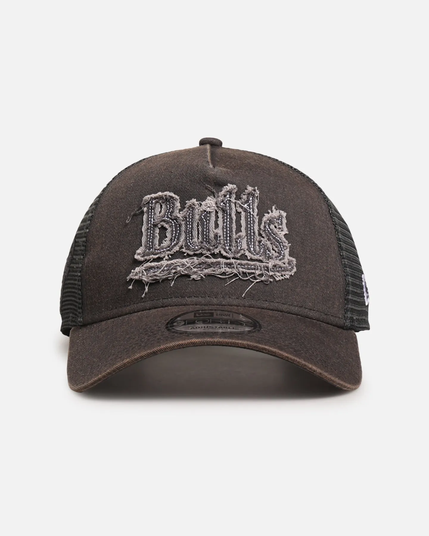 New Era Chicago Bulls 'Washed Fray' 9FORTY A-Frame Trucker Snapback Washed Grey sold by Culture Kings