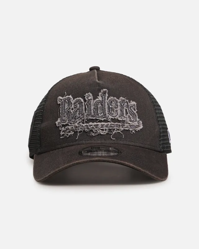 New Era Las Vegas Raiders 'Washed Fray' 9FORTY A-Frame Trucker Snapback Washed Grey made by New Era