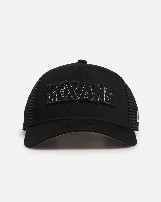 New Era Houston Texans 'Distressed' 9FORTY A-Frame Trucker Snapback Black/White sold by Culture Kings