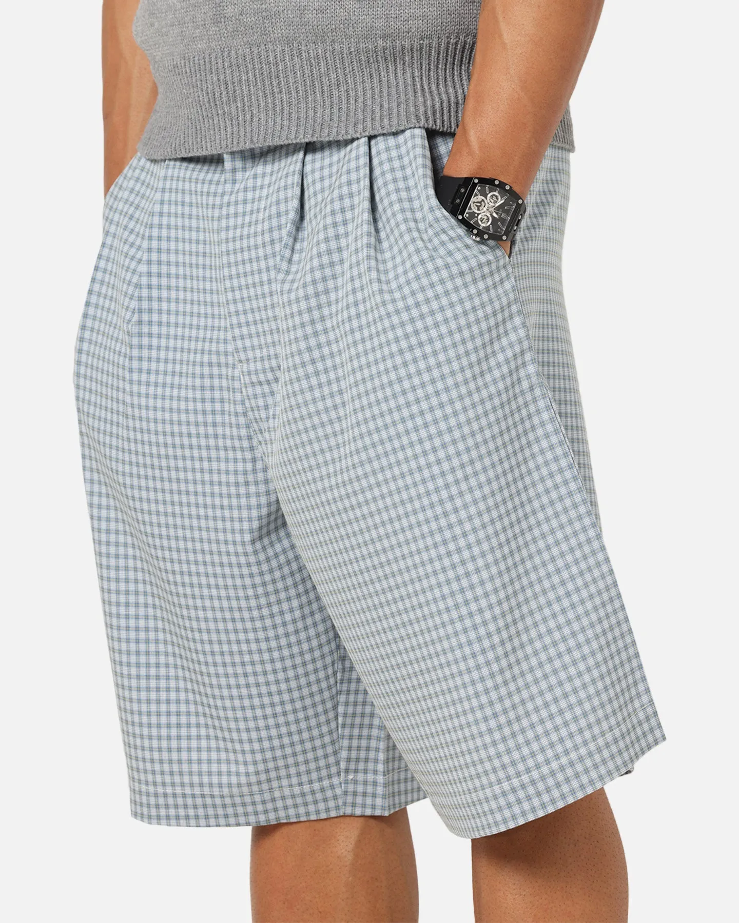 XXIII Baggy Pleated Shorts Blue Check sold by Culture Kings product image thumbnail 3