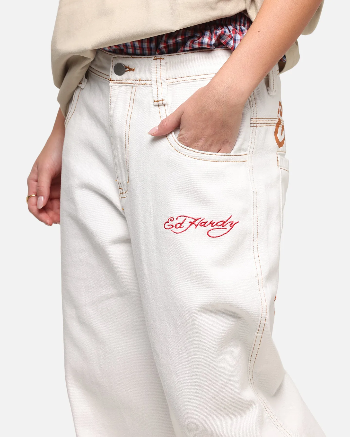 Ed Hardy Dragon Wide Leg Denim Jeans Off White sold by Culture Kings product image thumbnail 3