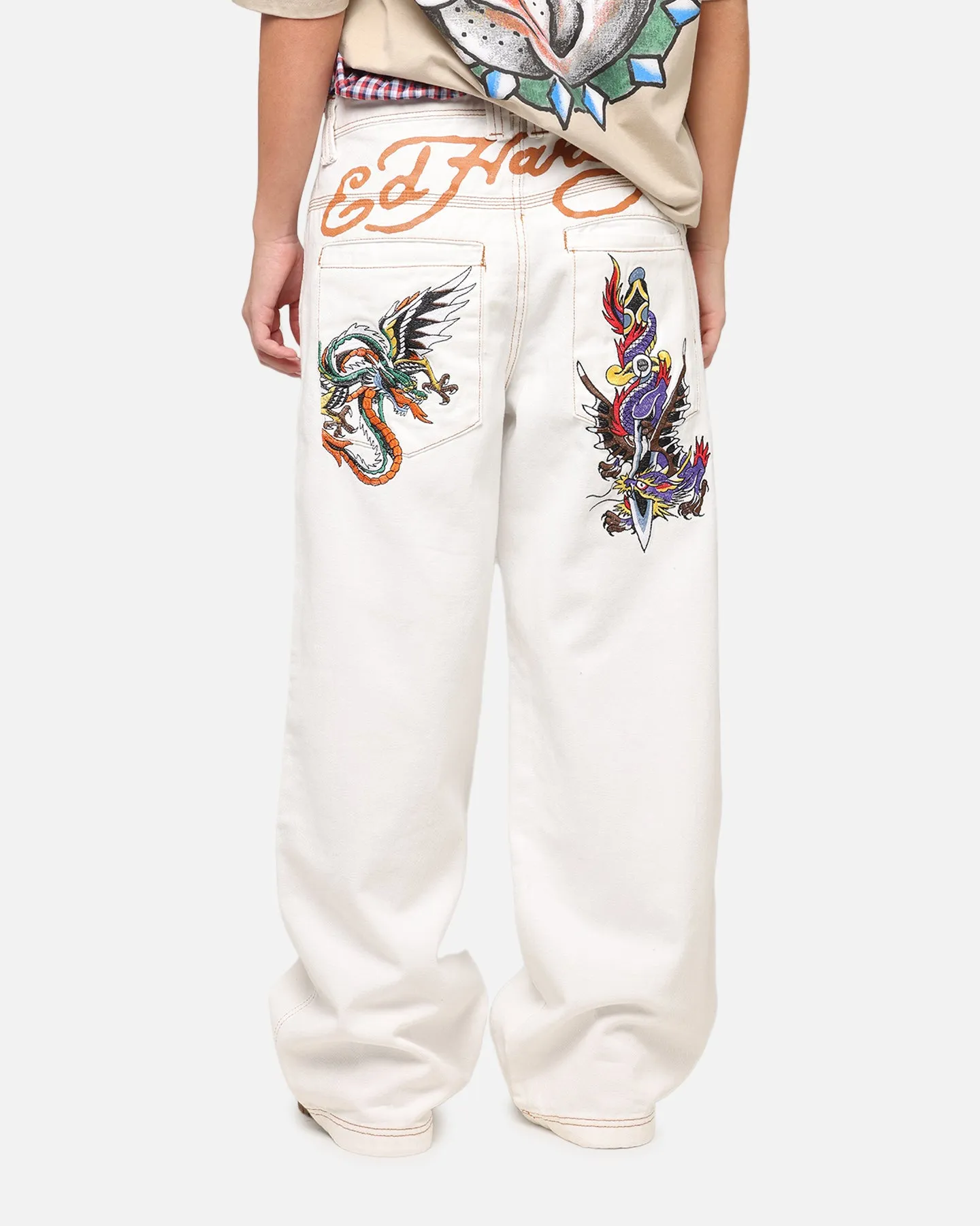 Ed Hardy Dragon Wide Leg Denim Jeans Off White sold by Culture Kings product image thumbnail 5