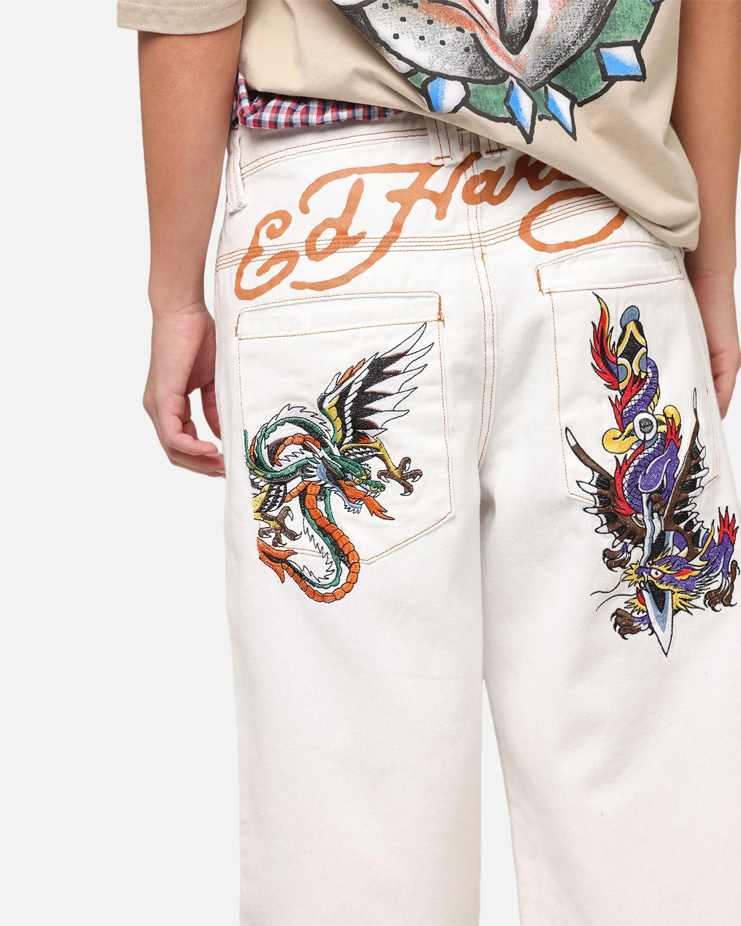 Ed Hardy Dragon Wide Leg Denim Jeans Off White sold by Culture Kings product image thumbnail 4