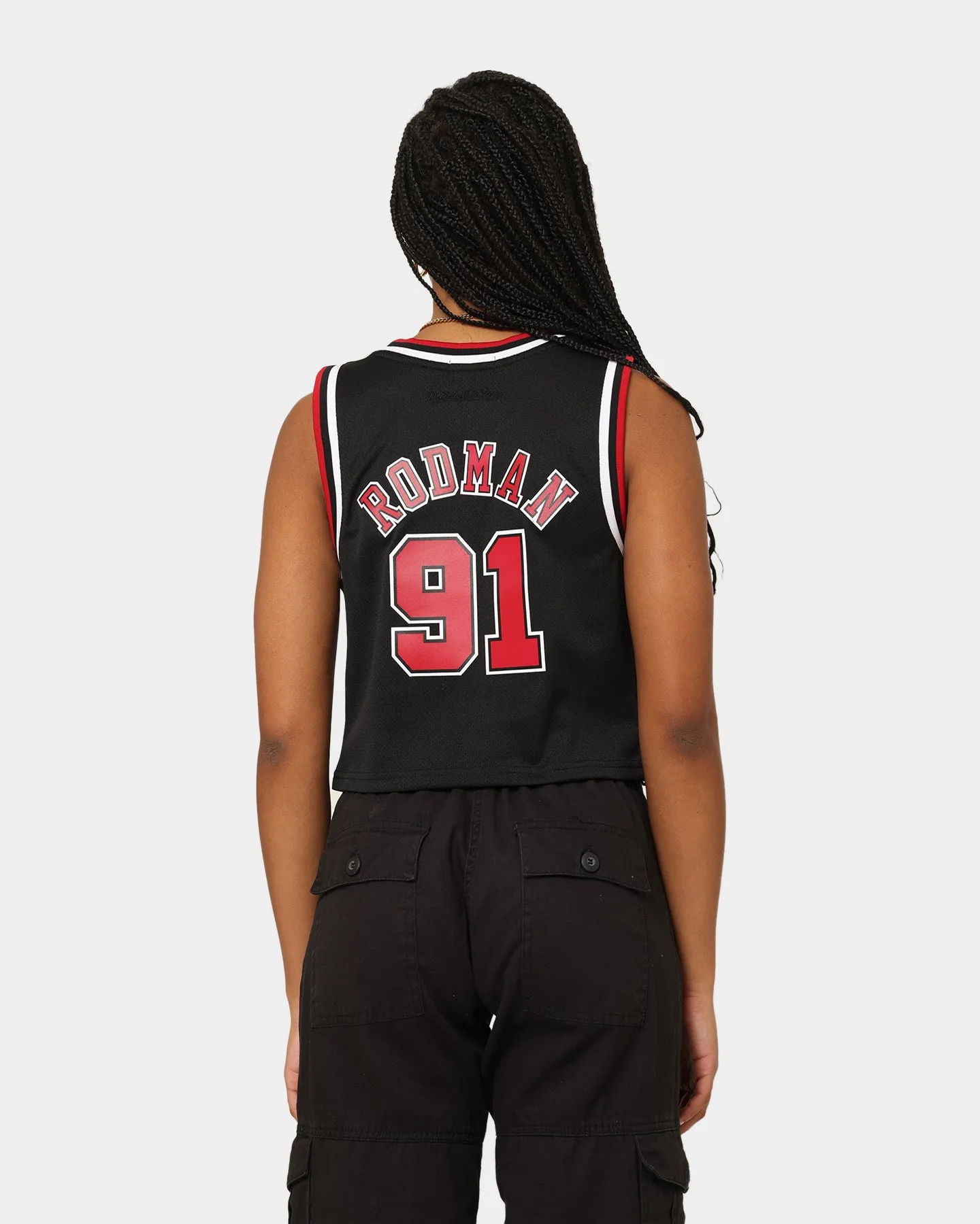 Mitchell & Ness Women's Chicago Bulls Dennis Rodman #91 NBA Cropped Jersey Black sold by Culture Kings product image thumbnail 4