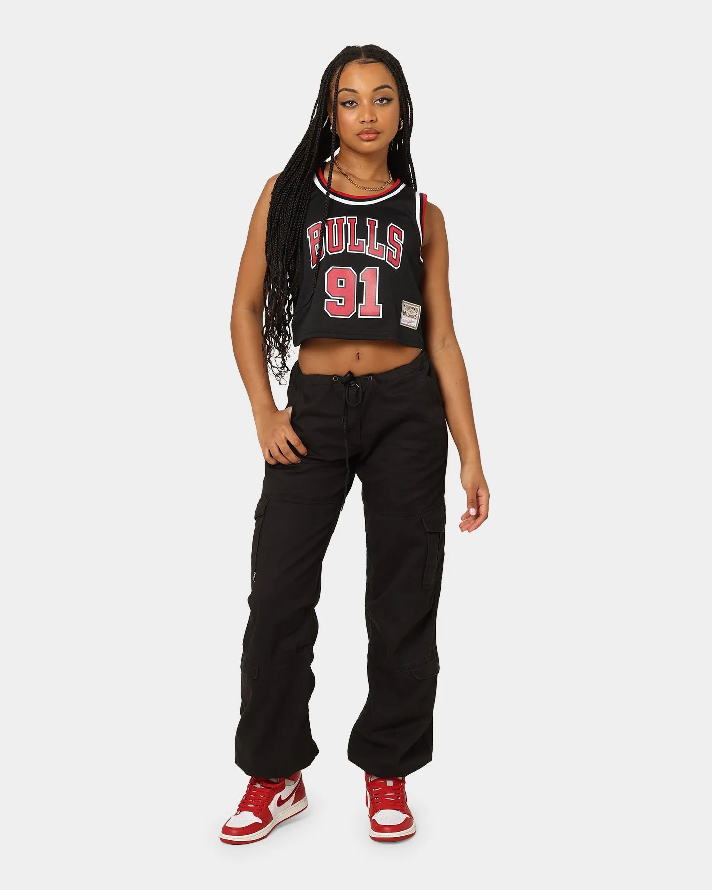 Mitchell & Ness Women's Chicago Bulls Dennis Rodman #91 NBA Cropped Jersey Black sold by Culture Kings product image thumbnail 2