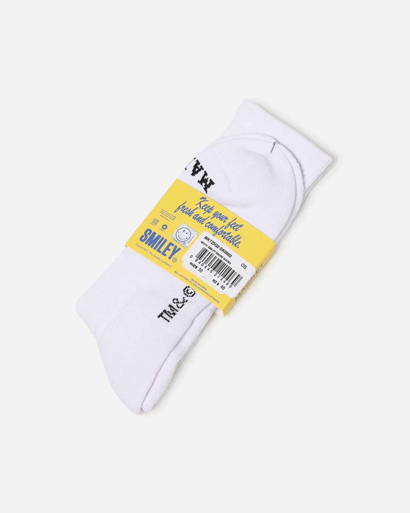 Market X Smiley Badge Crew Socks White sold by Culture Kings product image thumbnail 2