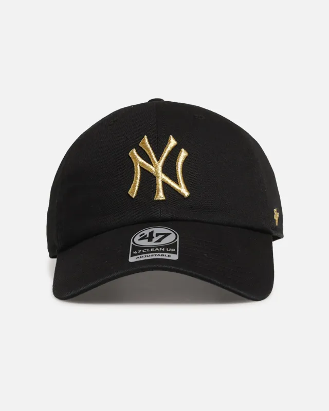 47 Brand New York Yankees 'Metallic' 47 Clean Up Strapback Black/Gold sold by Culture Kings