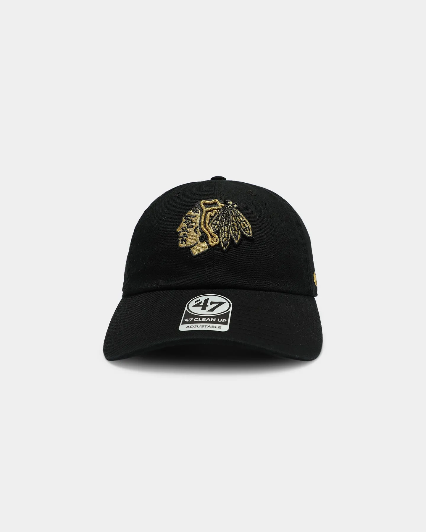 47 Brand Chicago Blackhawks Clean Up Stapback Black/Gold sold by Culture Kings
