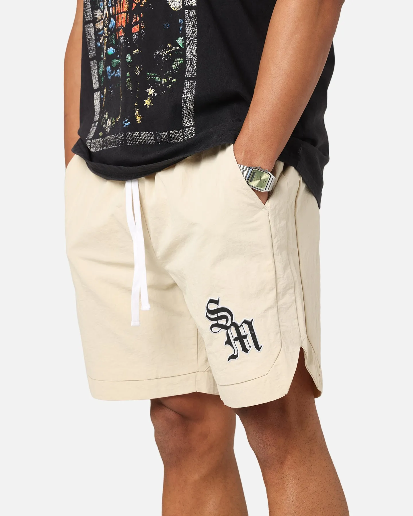 Saint Morta Gothic Monogram Nylon Shorts Dirty Blonde sold by Culture Kings product image thumbnail 3