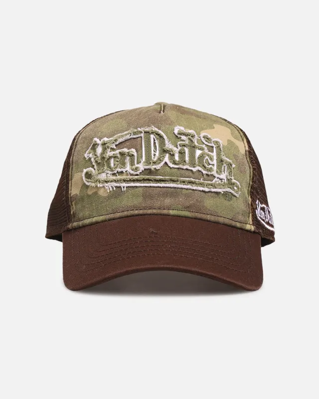 Von Dutch Washed Twill Trucker Snapback Camo sold by Culture Kings