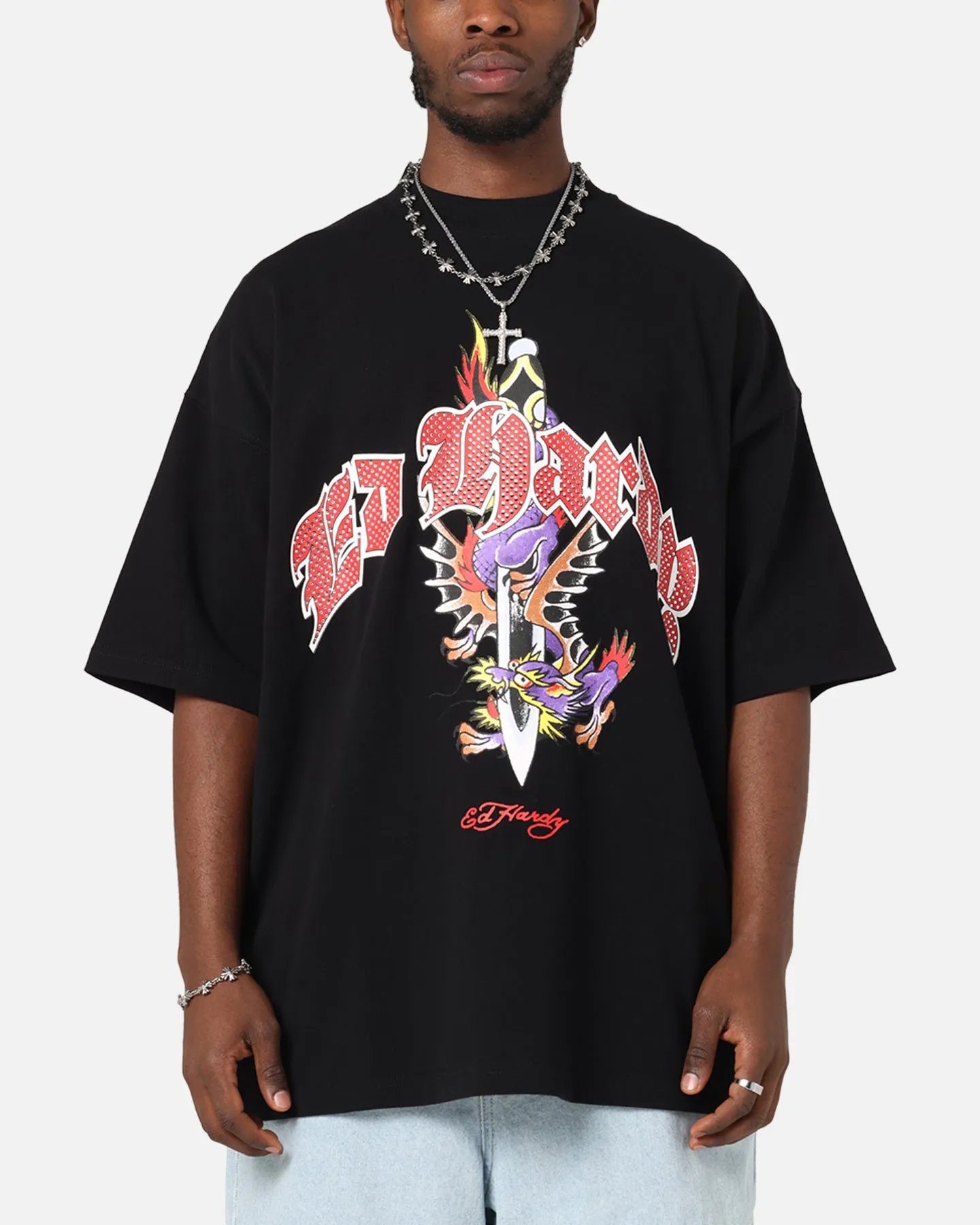 Ed Hardy Dagger Rhinestone Crop T-Shirt Black sold by Culture Kings