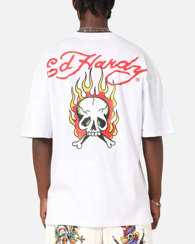 Ed Hardy Flaming Skull T-Shirt White sold by Culture Kings