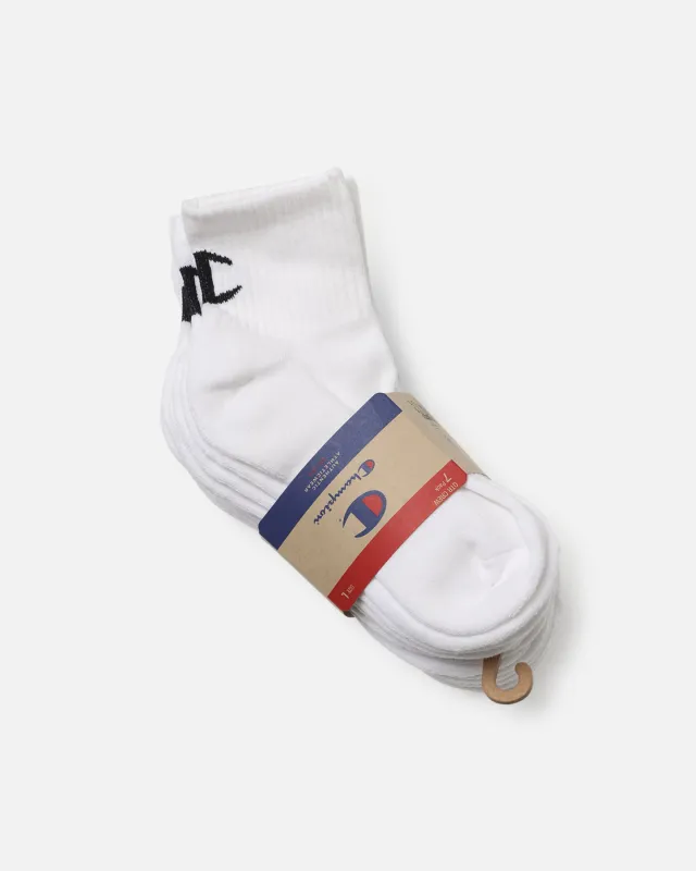 Champion Quarter Crew Socks 7 Pack White sold by Culture Kings