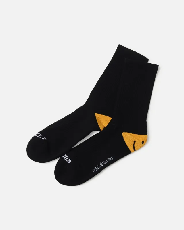 Market X Smiley Heel Crew Socks Black sold by Culture Kings