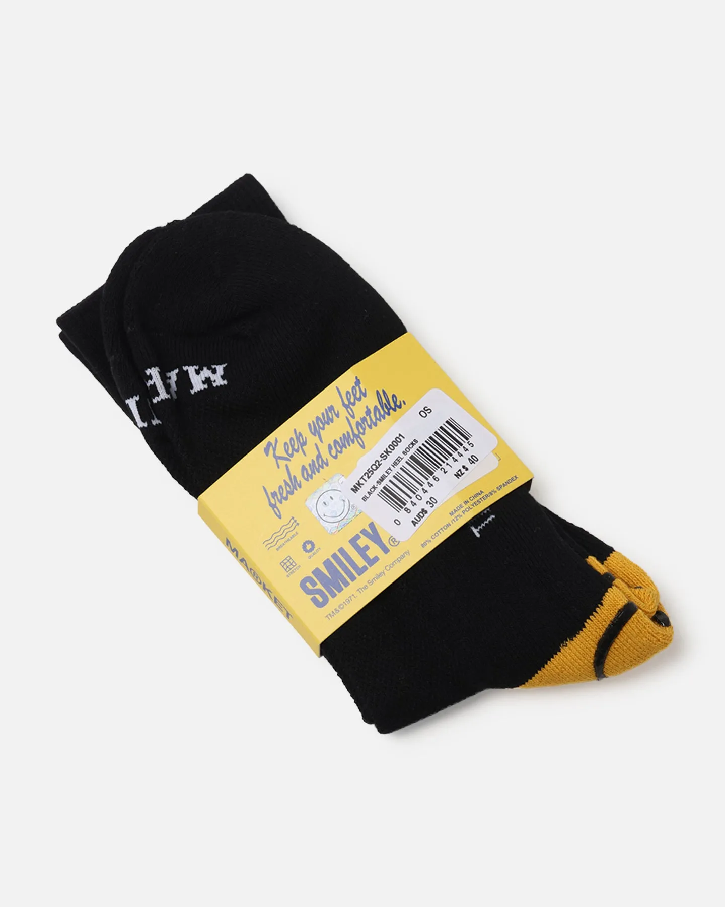 Market X Smiley Heel Crew Socks Black sold by Culture Kings product image thumbnail 5