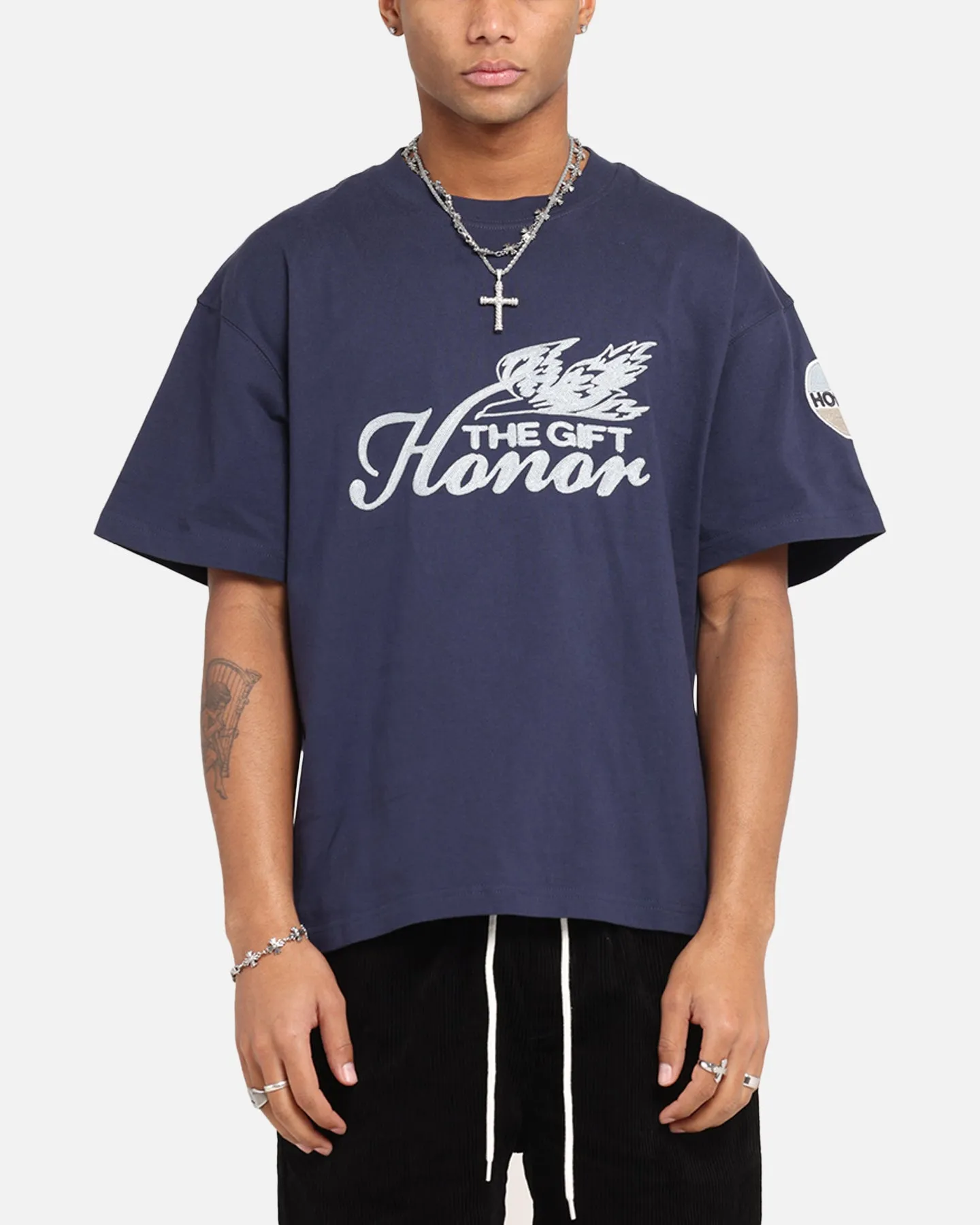 Honor The Gift Auto Club Boxy T-Shirt Navy sold by Culture Kings