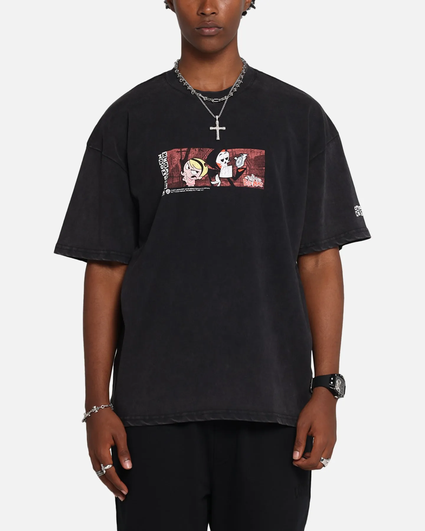 73Studio X Cartoon Network Bill & Mandy Box Logo Vintage T-Shirt Black Acidwash sold by Culture Kings