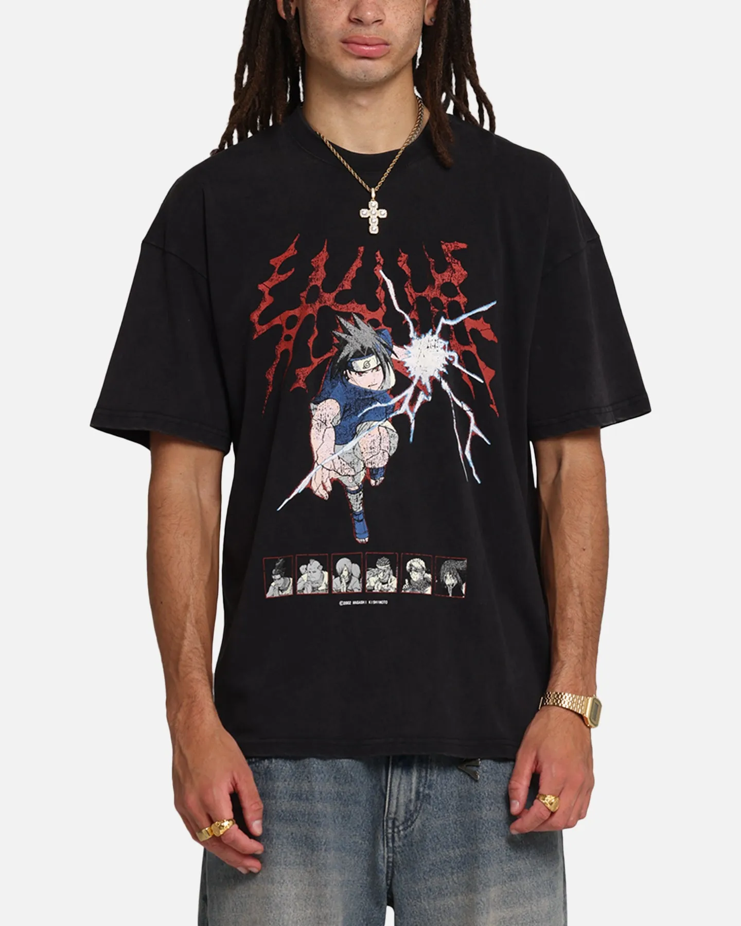 73Studio X Naruto Sasuke Abandon Vintage T-Shirt Black Acidwash sold by Culture Kings