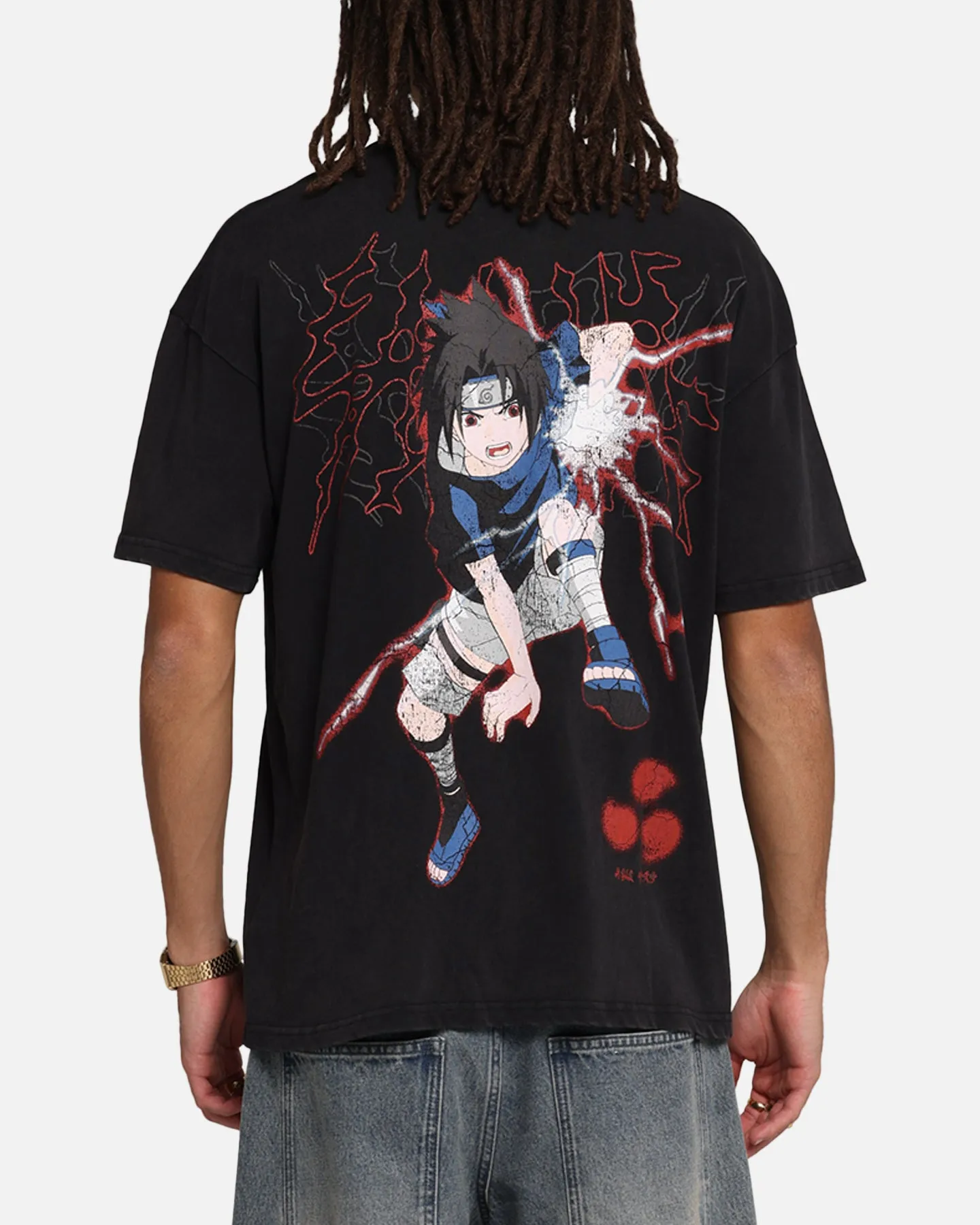 73Studio X Naruto Sasuke Abandon Vintage T-Shirt Black Acidwash sold by Culture Kings product image thumbnail 2