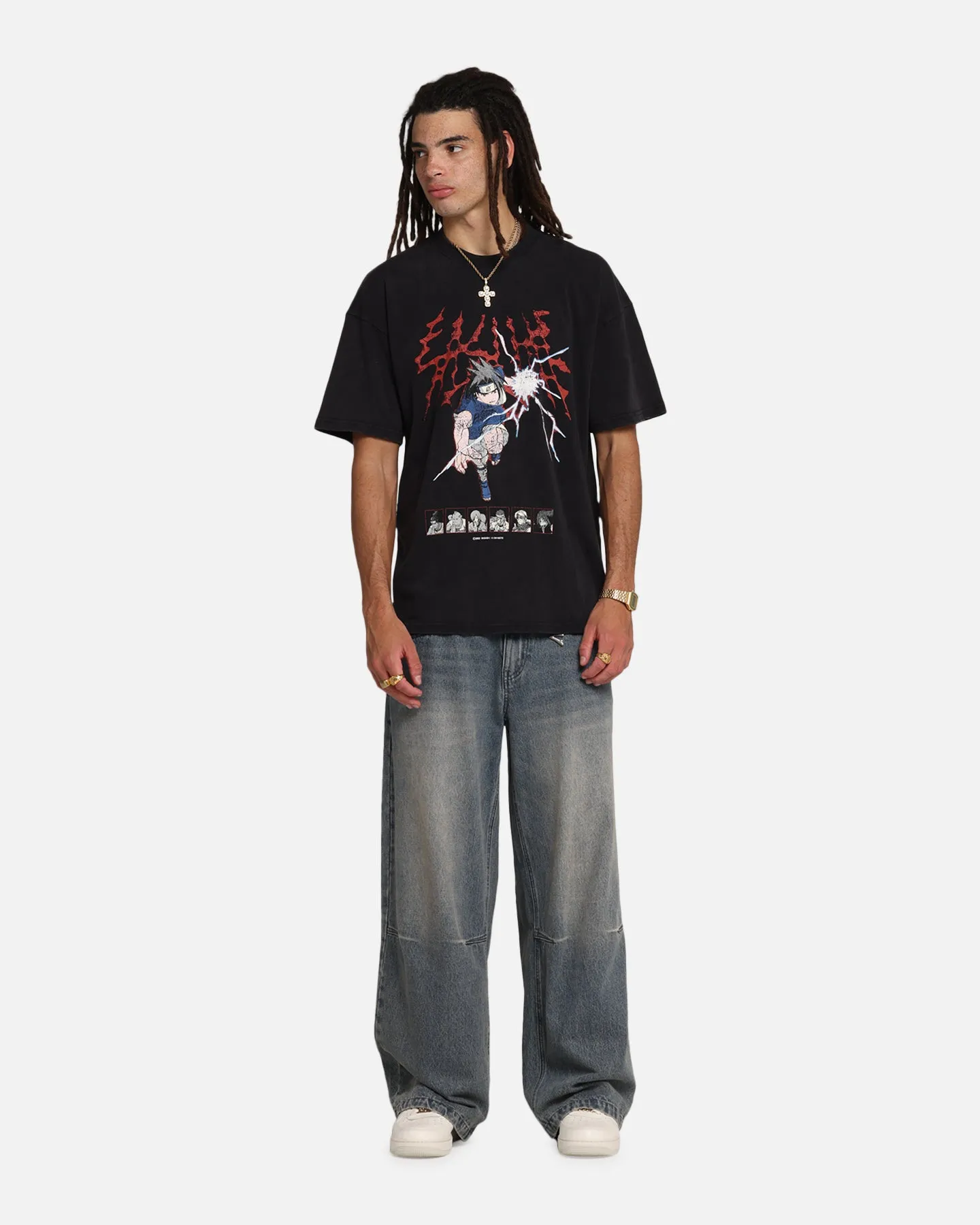 73Studio X Naruto Sasuke Abandon Vintage T-Shirt Black Acidwash sold by Culture Kings product image thumbnail 3