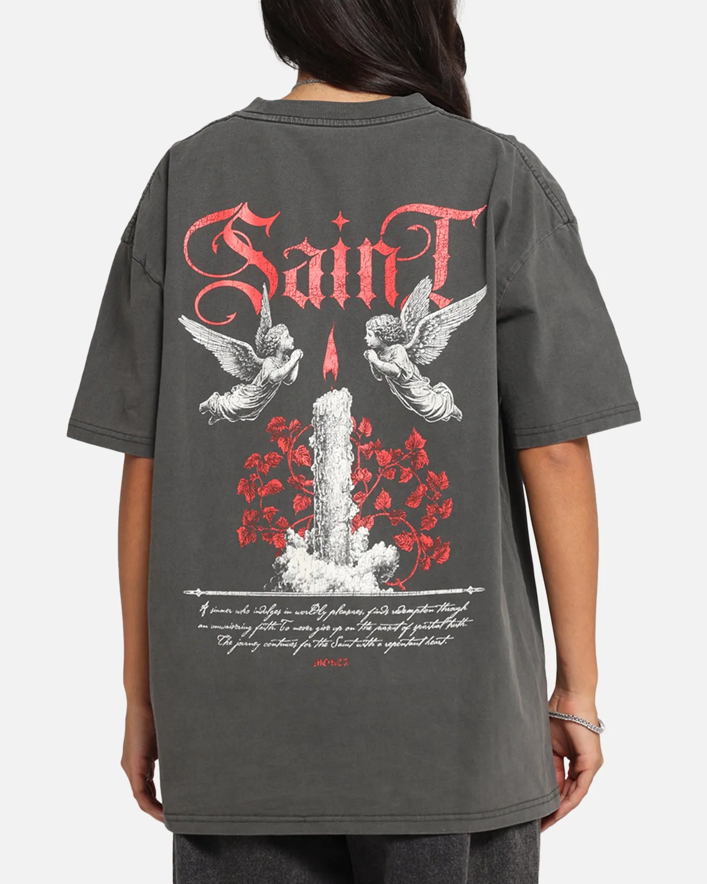 Saint Morta Candle Lit Boxy T-Shirt Black Wash sold by Culture Kings