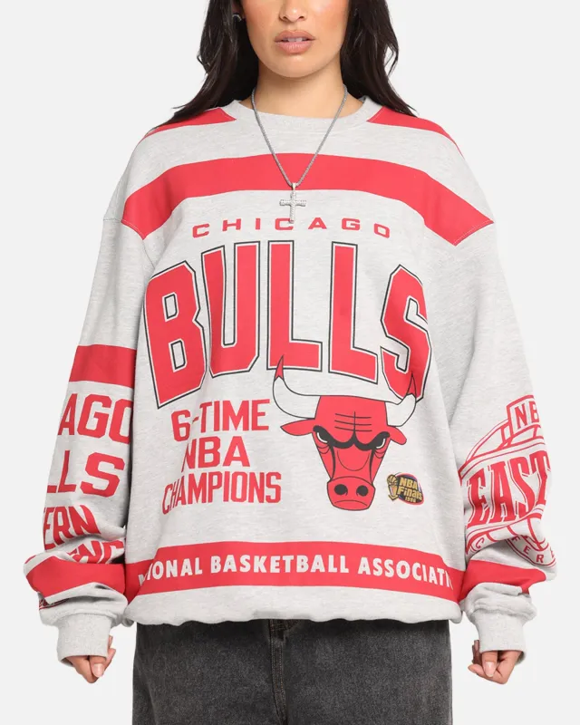 Mitchell & Ness Chicago Bulls Letterform Crewneck Grey Marle/Official Team Color sold by Culture Kings