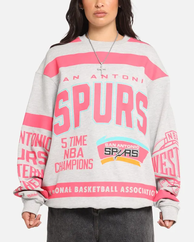 Mitchell & Ness San Antonio Spurs Letterform Crewneck Grey Marle sold by Culture Kings