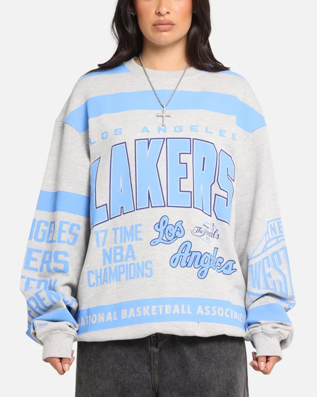 Mitchell & Ness Los Angeles Lakers Letterform Crewneck Grey Marle sold by Culture Kings