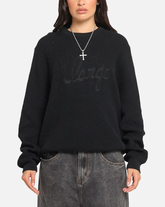 X-Large Script Waffle Knit Sweater Black sold by Culture Kings