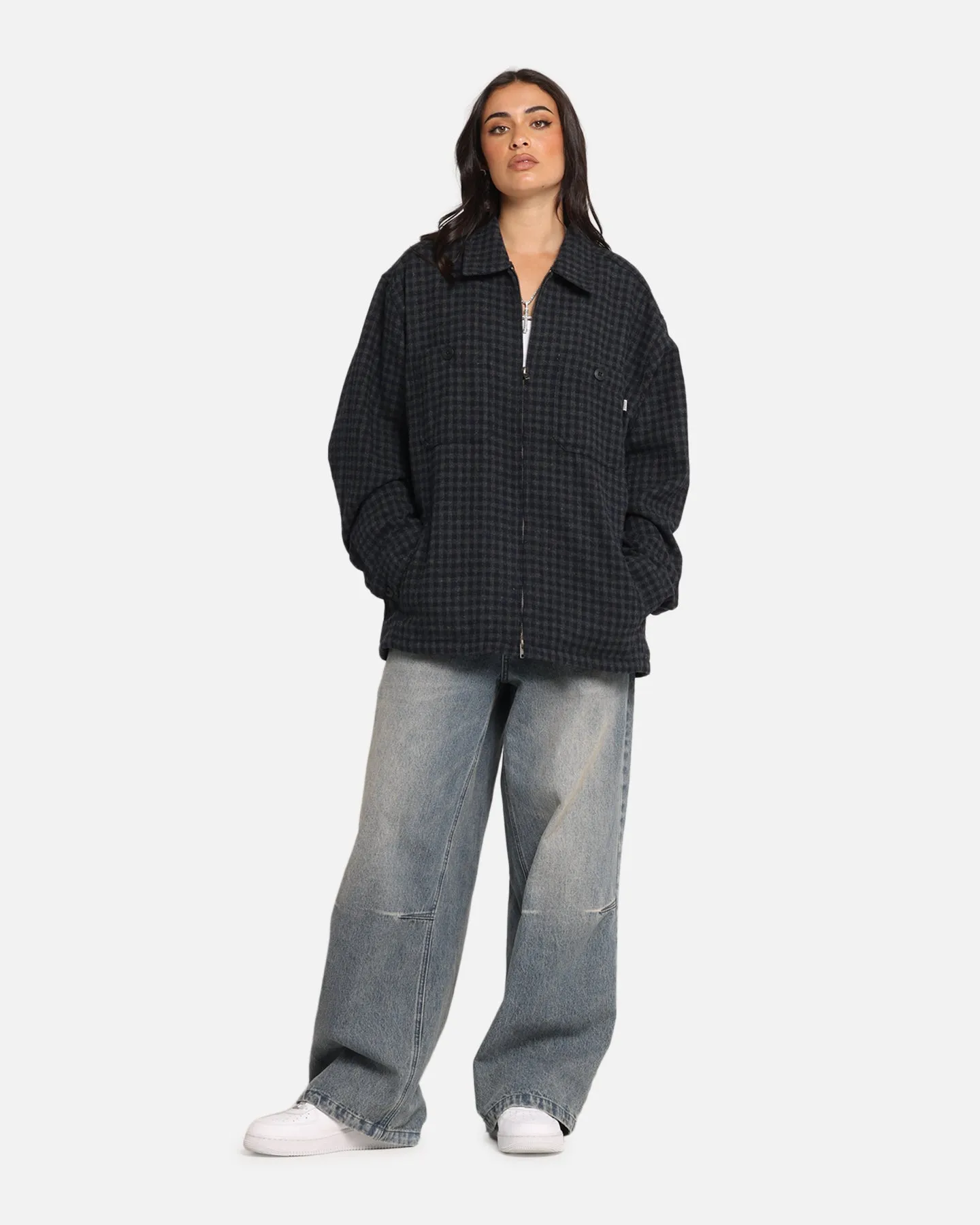 S Double Plaid Zip Through Long Sleeve Shirt Brown sold by Culture Kings product image thumbnail 2