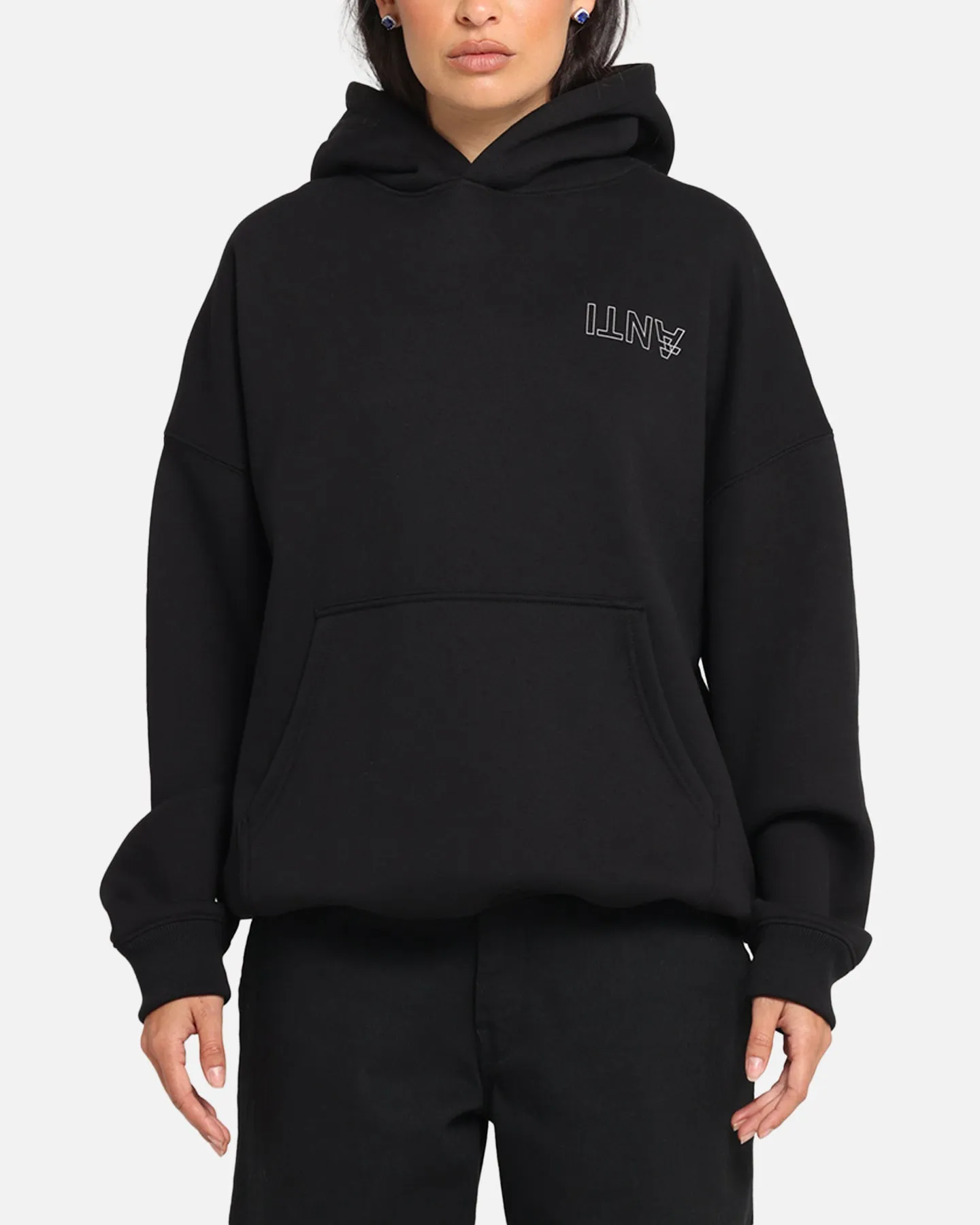 The Anti Order Azero Stencil Boxy Hoodie Black sold by Culture Kings product image thumbnail 2