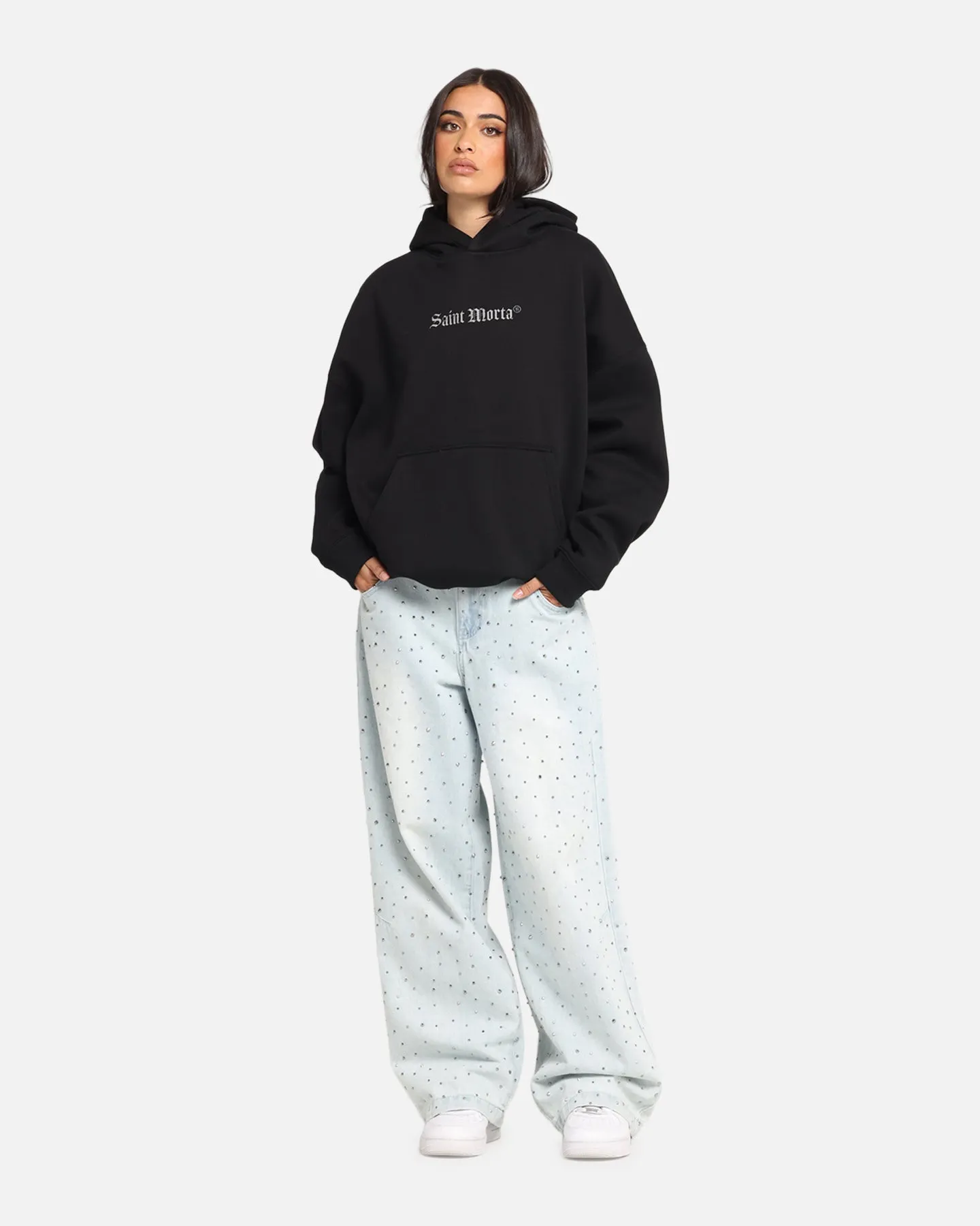 Saint Morta Weiry Hearts Boxy Hoodie Black sold by Culture Kings product image thumbnail 4