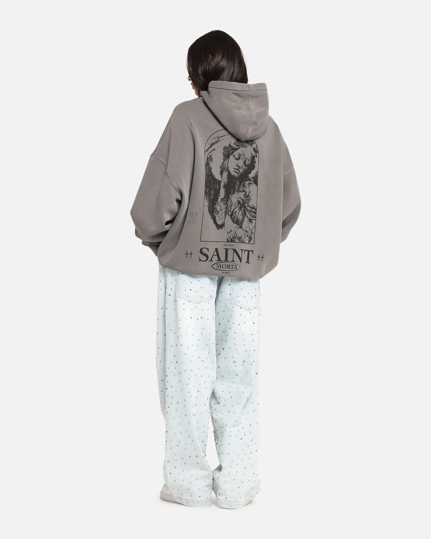 Saint Morta Lost Souls Boxy Hoodie Washed Charcoal sold by Culture Kings product image thumbnail 3