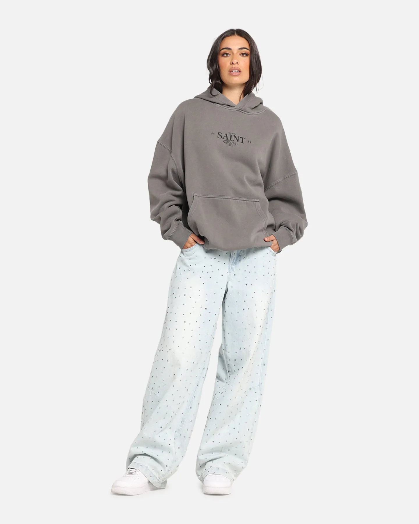 Saint Morta Lost Souls Boxy Hoodie Washed Charcoal sold by Culture Kings product image thumbnail 4