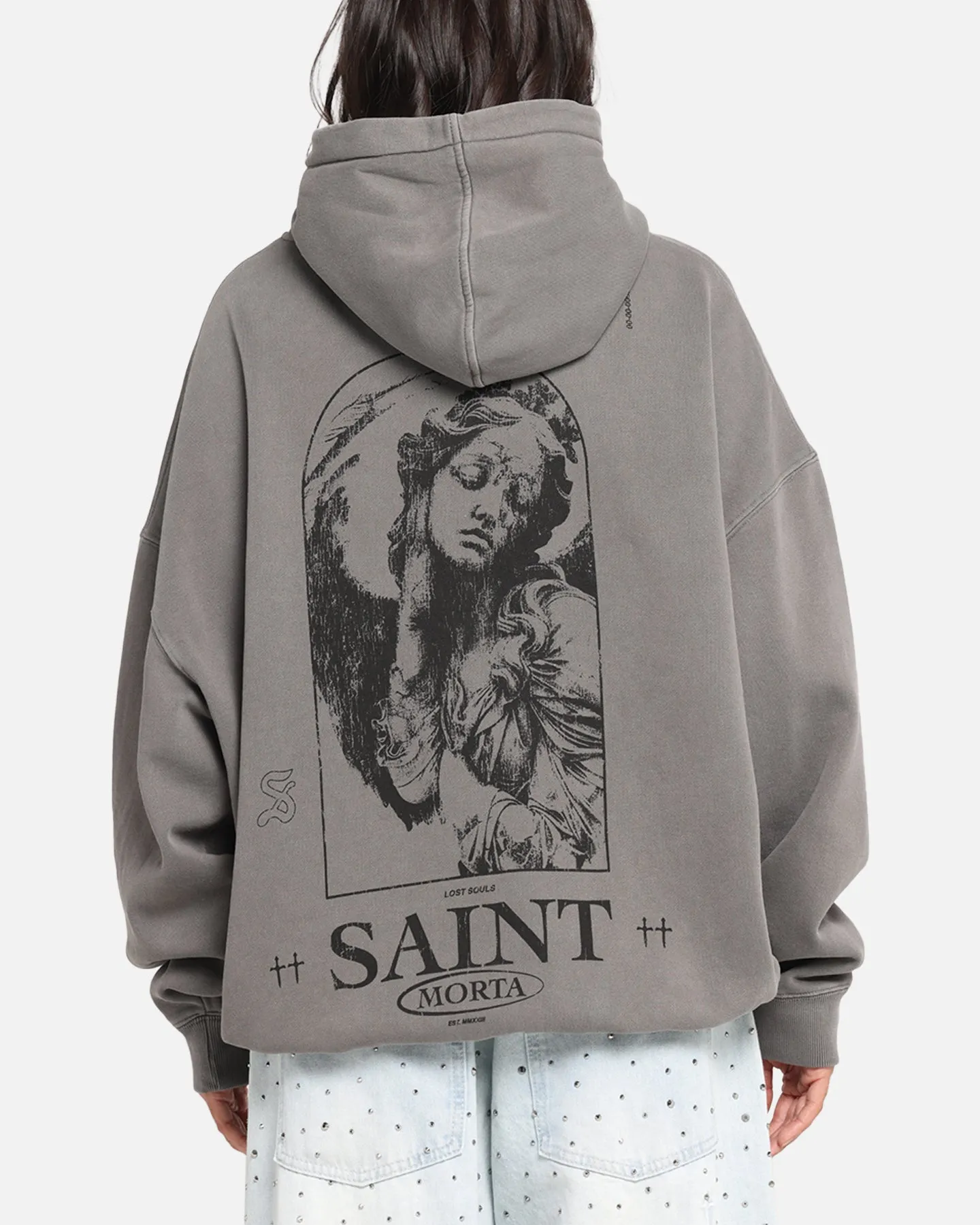 Saint Morta Lost Souls Boxy Hoodie Washed Charcoal sold by Culture Kings
