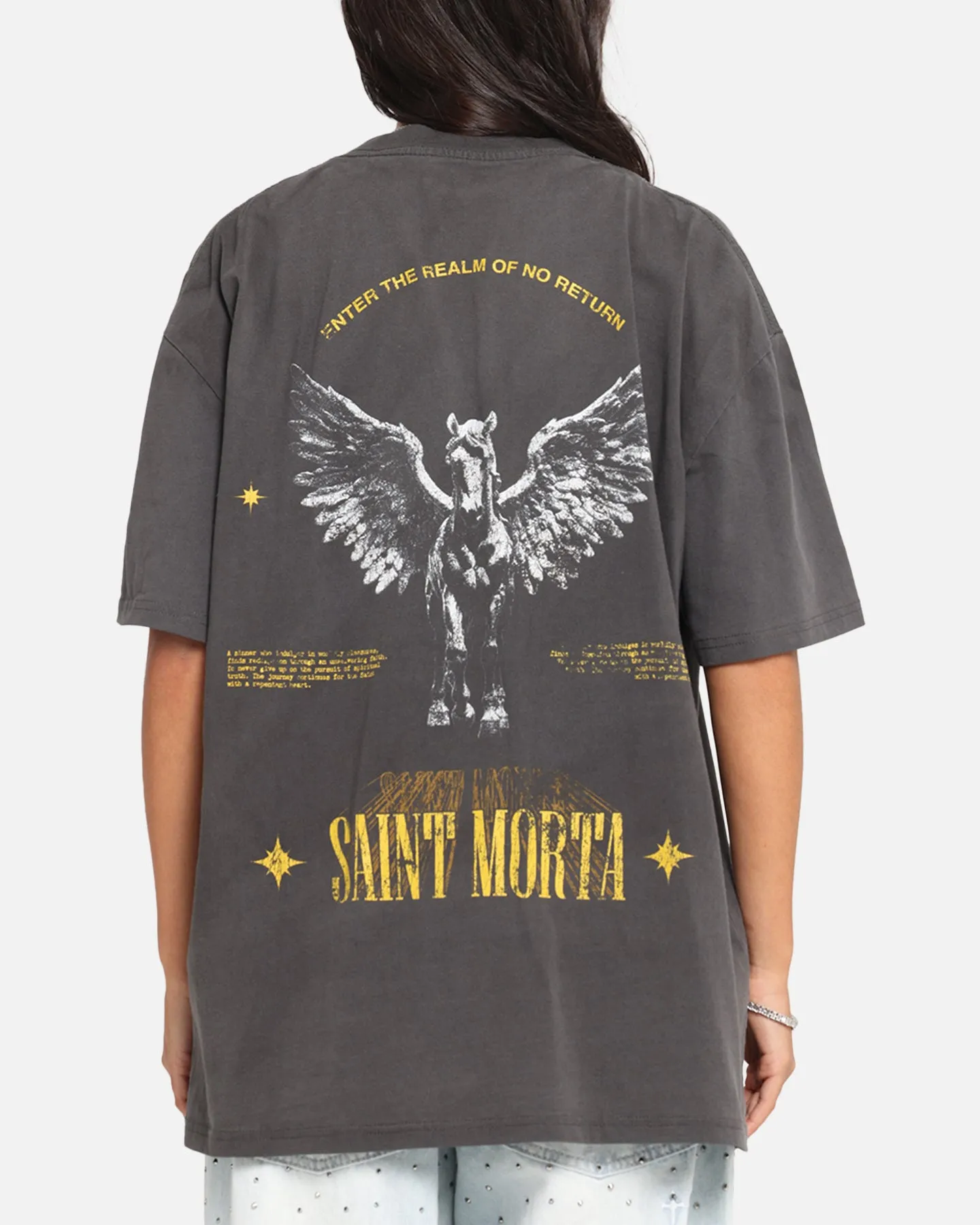 Saint Morta Realm Of Return Boxy T-Shirt Black Wash sold by Culture Kings