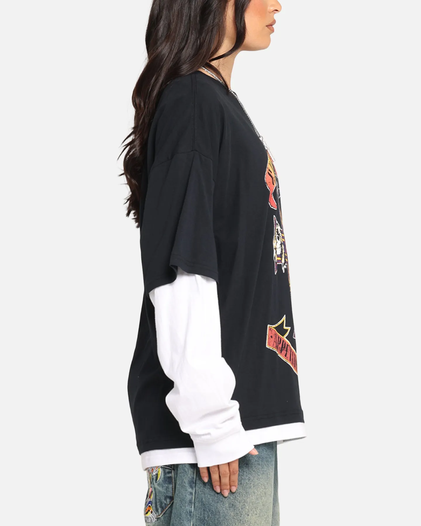 G N Roses Roses Layered Long Sleeve T-Shirt Black Wash sold by Culture Kings product image thumbnail 5