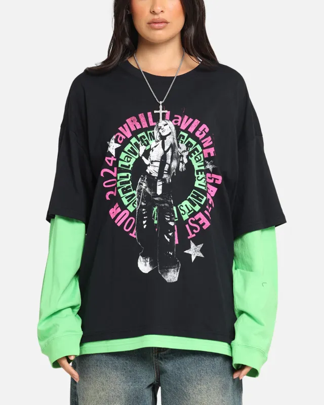 Avril Lavigne Avril Layered Long Sleeve T-Shirt Black Wash sold by Culture Kings