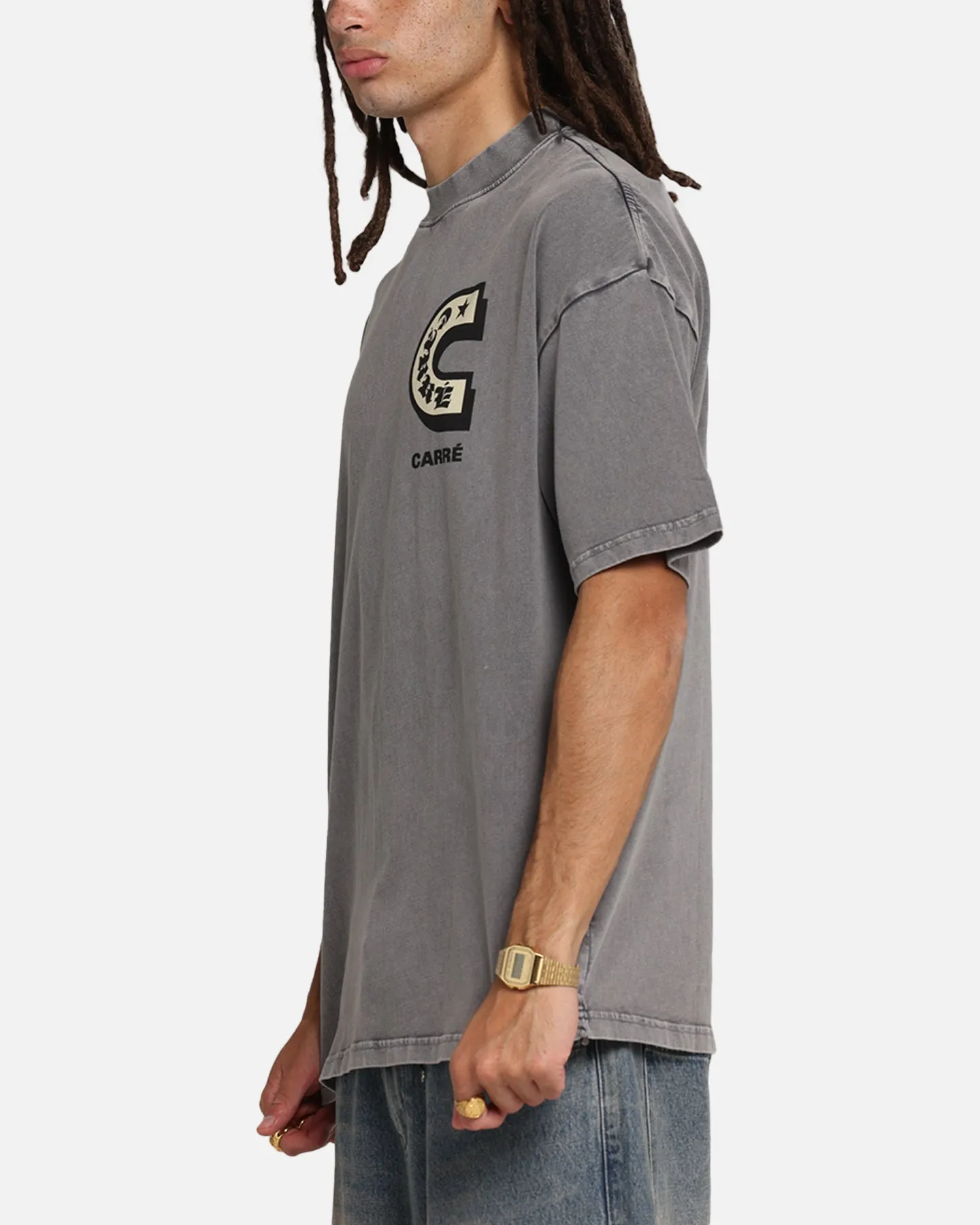 Carre Sacred Letter Mock Neck T-Shirt Washed Charcoal sold by Culture Kings product image thumbnail 5