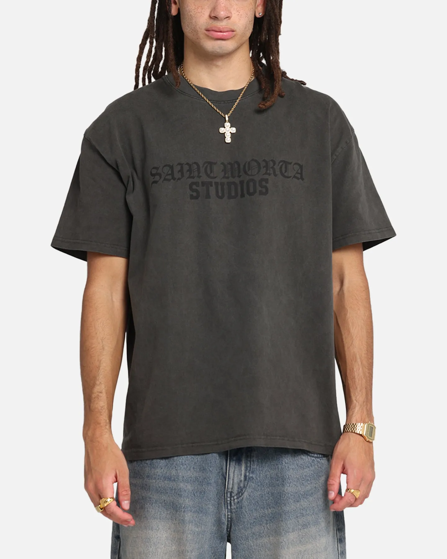 Saint Morta Studios Boxy T-Shirt Black Wash sold by Culture Kings