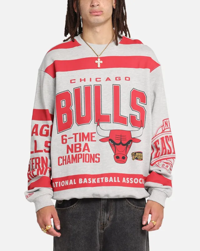 Mitchell & Ness Chicago Bulls Letterform Crewneck Grey Marle/Official Team Color sold by Culture Kings