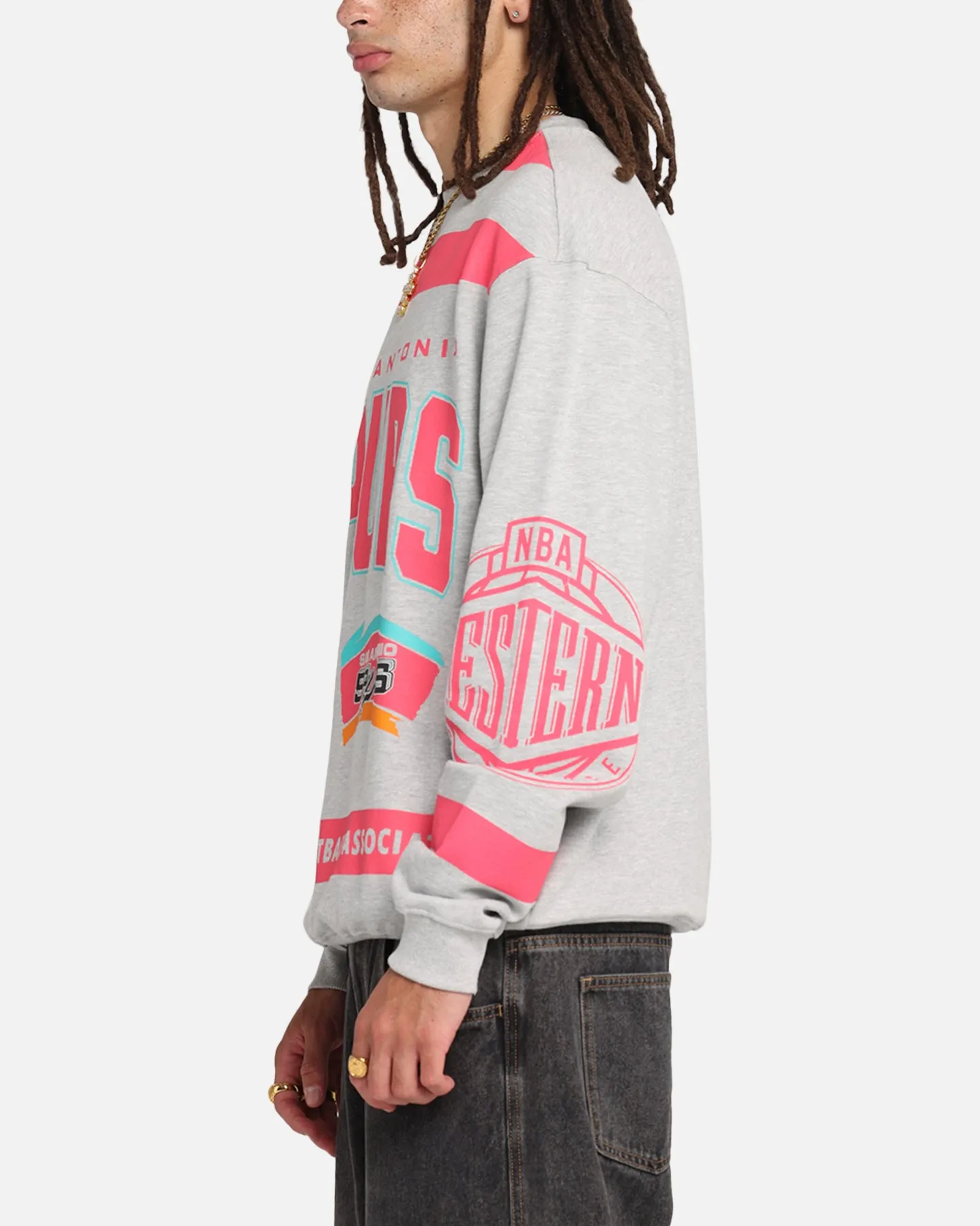 Mitchell & Ness San Antonio Spurs Letterform Crewneck Grey Marle sold by Culture Kings product image thumbnail 5