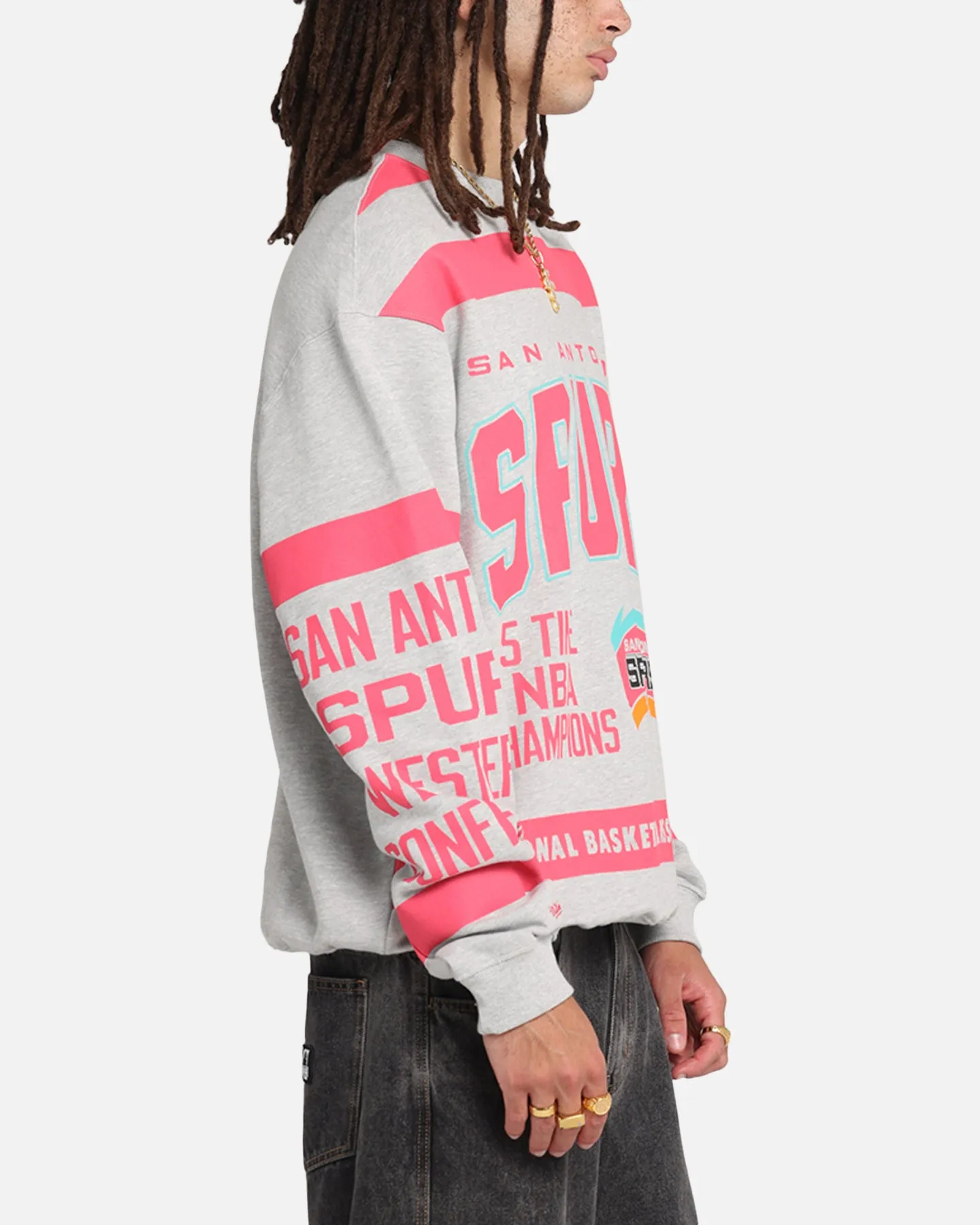 Mitchell & Ness San Antonio Spurs Letterform Crewneck Grey Marle sold by Culture Kings product image thumbnail 4