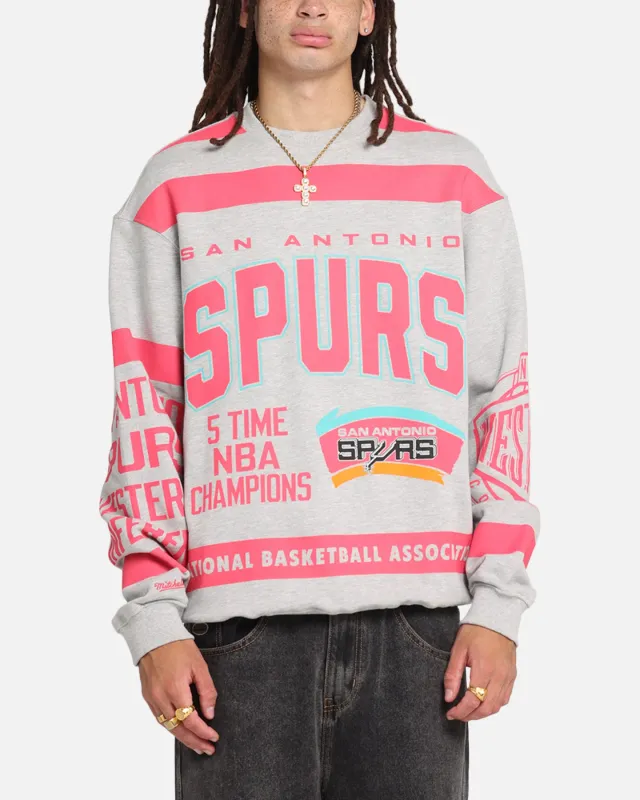Mitchell & Ness San Antonio Spurs Letterform Crewneck Grey Marle made by Mitchell & Ness