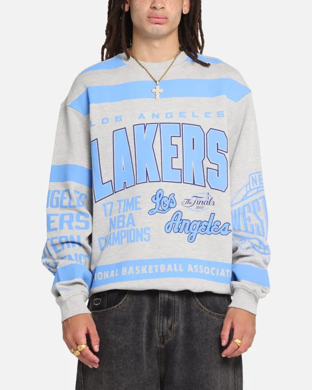 Mitchell & Ness Los Angeles Lakers Letterform Crewneck Grey Marle sold by Culture Kings