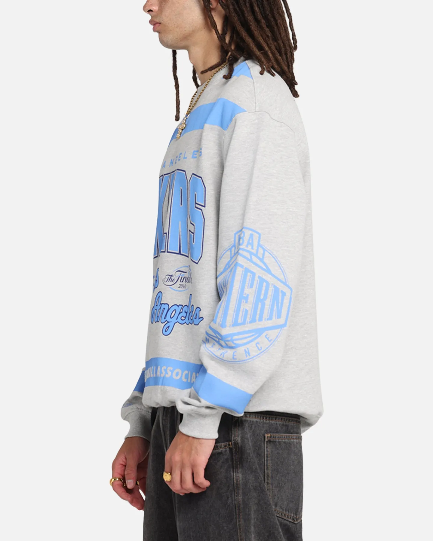Mitchell & Ness Los Angeles Lakers Letterform Crewneck Grey Marle sold by Culture Kings product image thumbnail 4