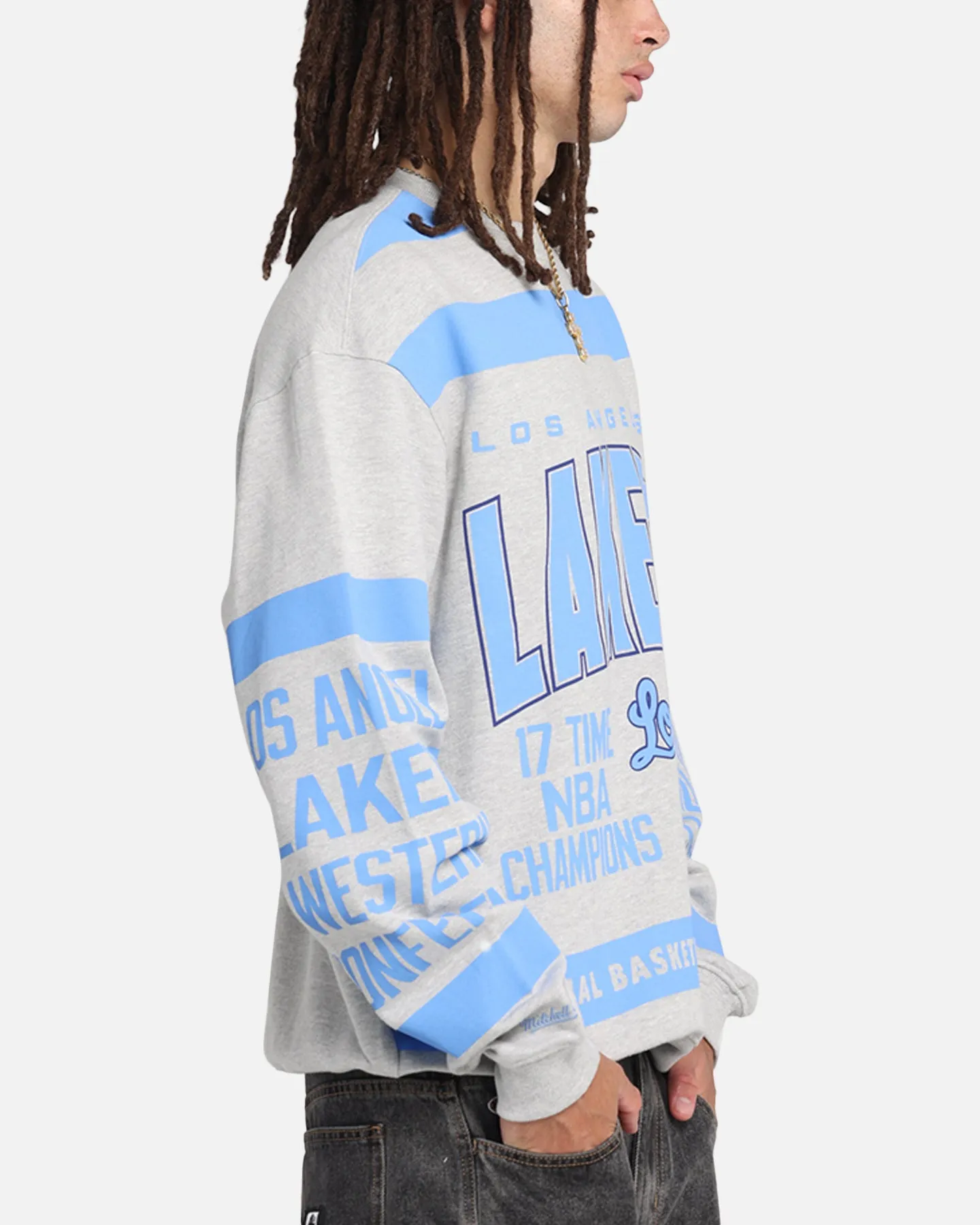 Mitchell & Ness Los Angeles Lakers Letterform Crewneck Grey Marle sold by Culture Kings product image thumbnail 5