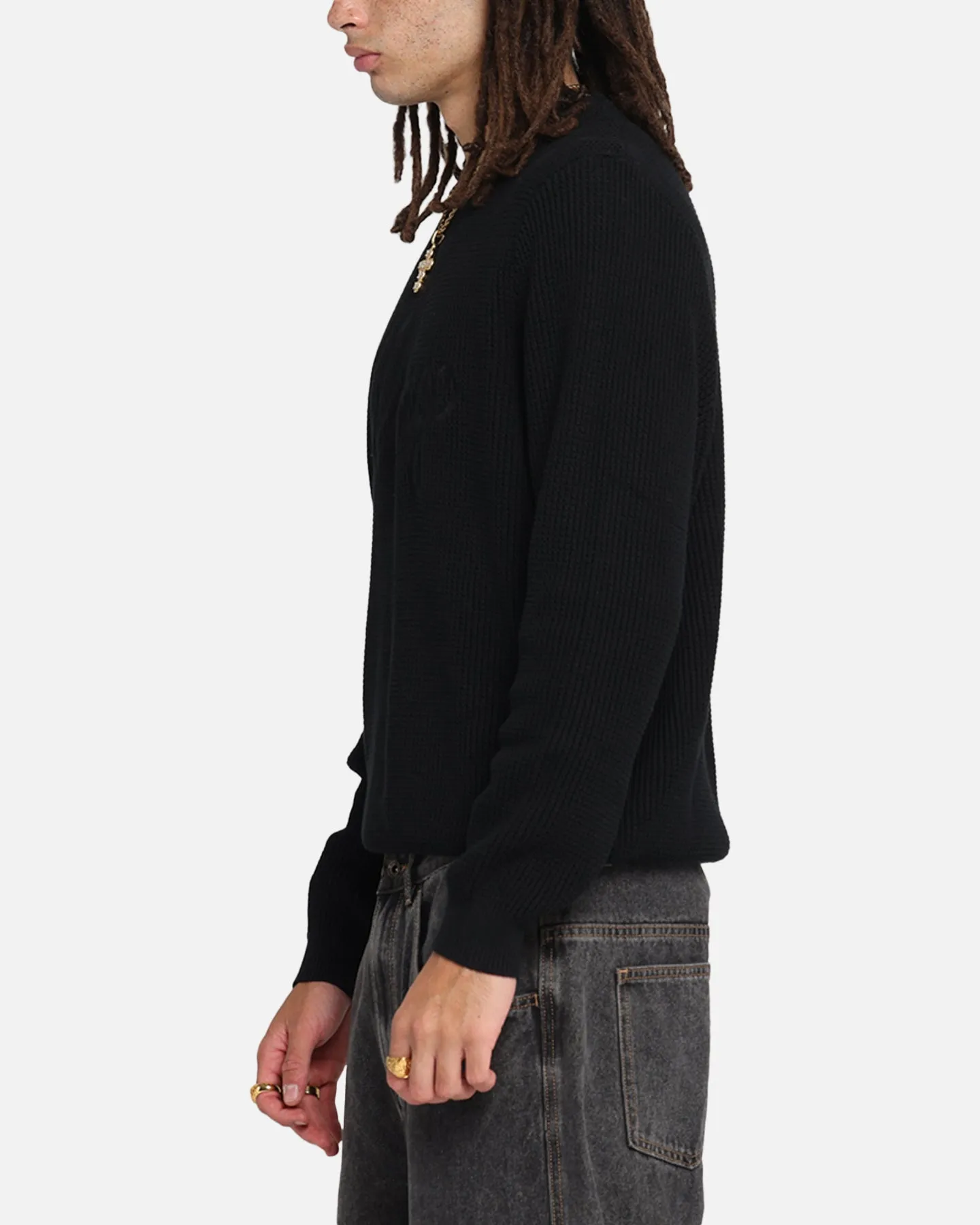 X-Large Script Waffle Knit Sweater Black sold by Culture Kings product image thumbnail 5